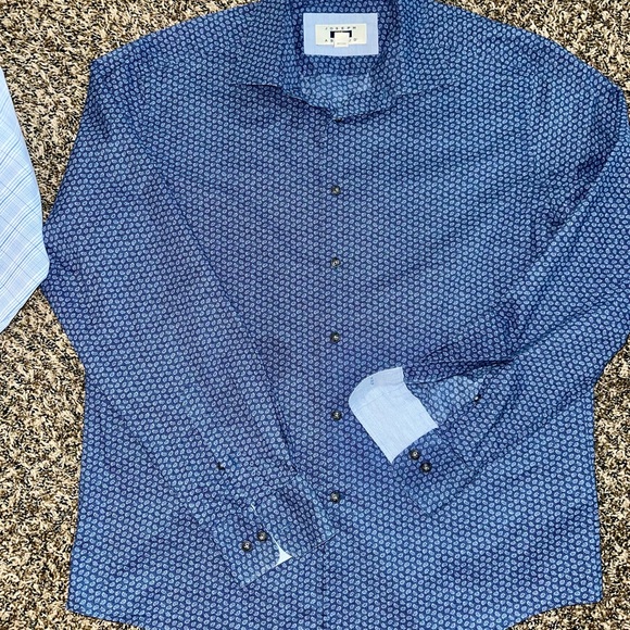 Joseph Abboud Navy Geometric Button Down Shirt - Picture 1 of 3